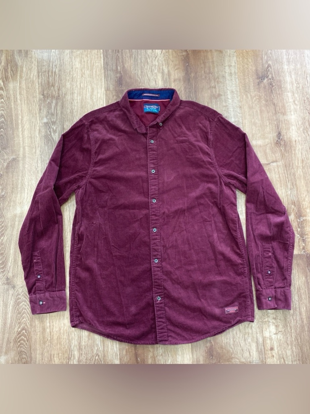 Scotch & Soda Men's Large Burgundy Corduroy Button Up Shirt Casual